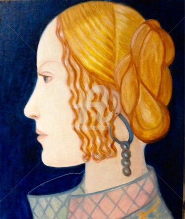 Painting titled "portrait" by Catherine Clare, Original Artwork, Oil Mounted on Wood Stretcher frame
