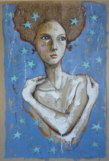 Painting titled "tête" by Catherine Cornec, Original Artwork, Other
