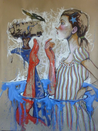 Peinture intitulée "sur sa fourrure l'o…" par Catherine Cornec, Œuvre d'art originale, Huile