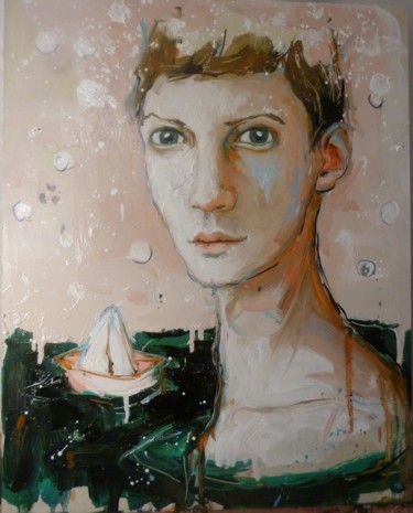 Peinture intitulée "tête" par Catherine Cornec, Œuvre d'art originale, Huile