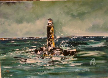 Peinture intitulée "Phare en haute mer" par Catherine Cornut (Cathcosarts), Œuvre d'art originale, Acrylique