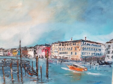 Painting titled "Grand canal" by Catherine Cornut (Cathcosarts), Original Artwork, Acrylic