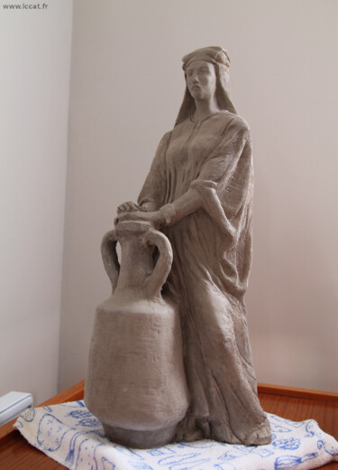 Sculpture intitulée "Porteuse d 'eau" par Catherine Costet (Lccat), Œuvre d'art originale, Argile