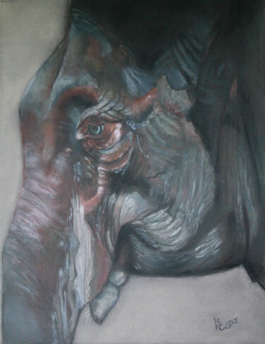 Peinture intitulée "Le vieil éléphant" par Catherine Costet (Lccat), Œuvre d'art originale, Pastel
