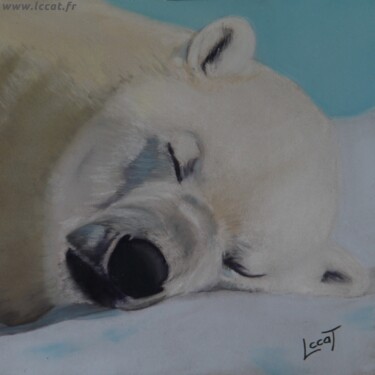 Painting titled "L'ours blanc" by Catherine Costet (Lccat), Original Artwork, Pastel
