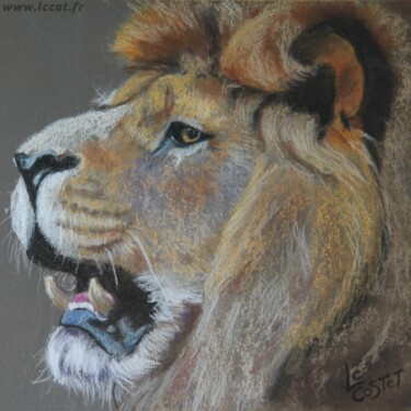 Pittura intitolato "Le lion 2" da Catherine Costet (Lccat), Opera d'arte originale, Pastello