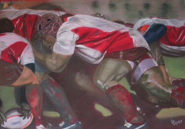 Painting titled "rugby" by Catherine Costet (Lccat), Original Artwork, Pastel