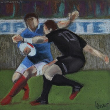 Painting titled "rugby 6" by Catherine Costet (Lccat), Original Artwork, Pastel