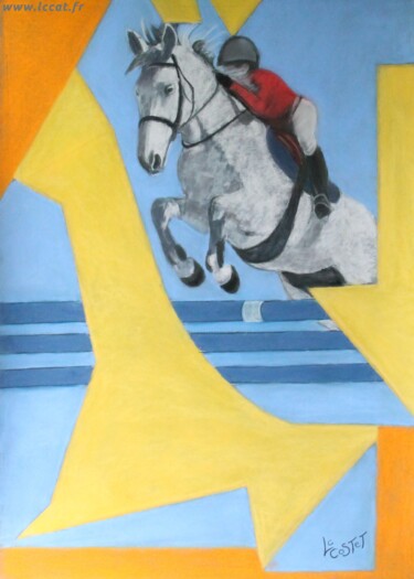 绘画 标题为“Sport équestre aux…” 由Catherine Costet (Lccat), 原创艺术品, 粉彩