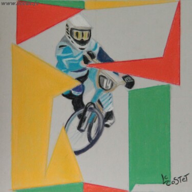 Schilderij getiteld "BMX. Cyclisme aux j…" door Catherine Costet (Lccat), Origineel Kunstwerk, Pastel