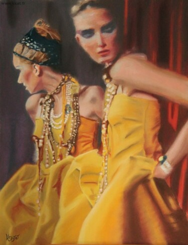 Painting titled "Double" by Catherine Costet (Lccat), Original Artwork, Pastel