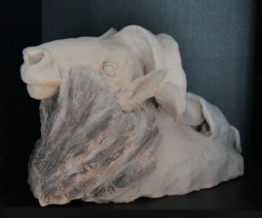 Sculpture titled "Le Markhor" by Catherine Costet (Lccat), Original Artwork, Terra cotta