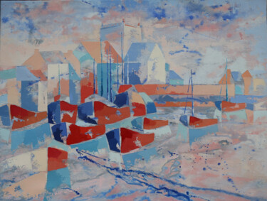 Painting titled "BARFLEUR" by Catherine Daubresse, Original Artwork, Oil