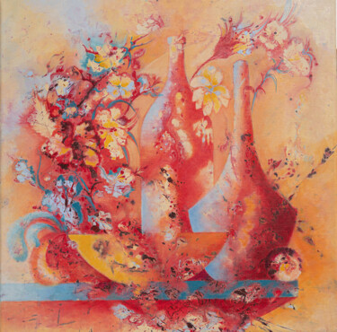 Картина под названием "ORCHIDEES" - Catherine Daubresse, Подлинное произведение искусства, Масло