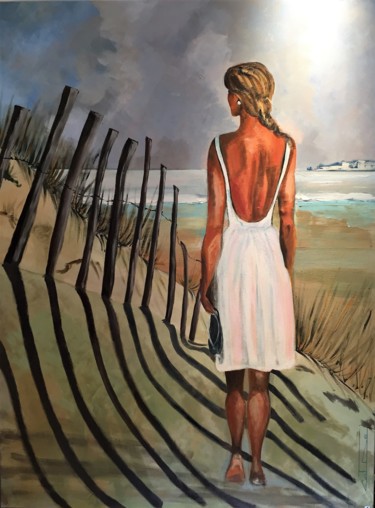 Peinture intitulée "balade-dans-les-dun…" par Catherine Degrenne, Œuvre d'art originale, Acrylique