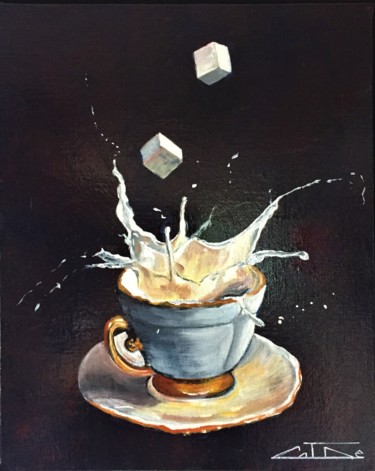 Painting titled "Deux-sucres-s-il-vo…" by Catherine Degrenne, Original Artwork
