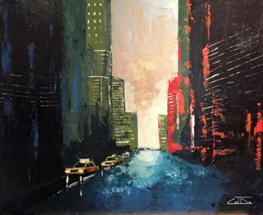 Painting titled "new-york-by-night.j…" by Catherine Degrenne, Original Artwork, Acrylic