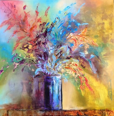 Painting titled "bouquet-champetre.j…" by Catherine Degrenne, Original Artwork, Oil