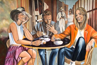 Painting titled "CONVIVIALITE" by Catherine Degrenne, Original Artwork, Oil