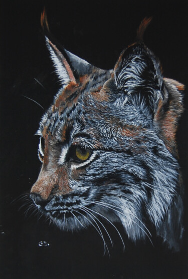 Painting titled "lynx2.png" by Catherine Digue - Turpin, Original Artwork, Gouache