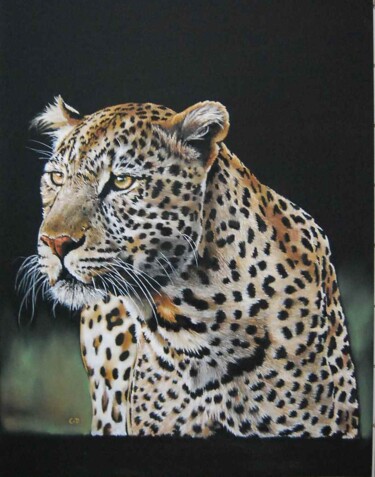 Painting titled "leopard ou panthère…" by Catherine Digue - Turpin, Original Artwork, Gouache