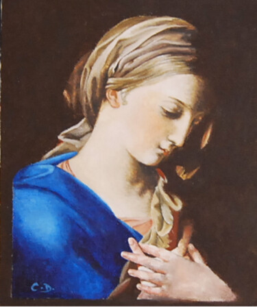 Painting titled "vierge de l'annonci…" by Catherine Digue - Turpin, Original Artwork, Gouache