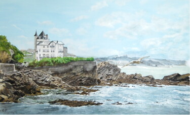 Painting titled "Biarritz" by Catherine Digue - Turpin, Original Artwork, Gouache