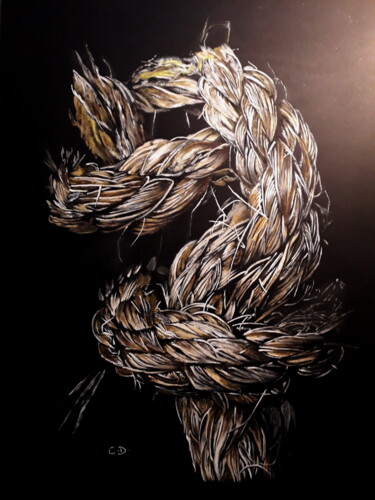 Pintura titulada "cordages" por Catherine Digue - Turpin, Obra de arte original, Gouache