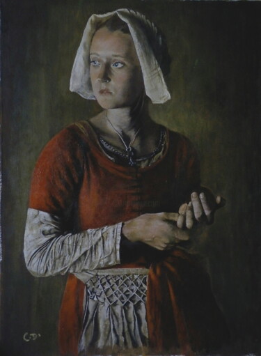 Malerei mit dem Titel "la demoiselle de Ni…" von Catherine Digue - Turpin, Original-Kunstwerk, Gouache