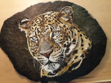 Peinture intitulée "léopard" par Catherine Digue - Turpin, Œuvre d'art originale, Gouache