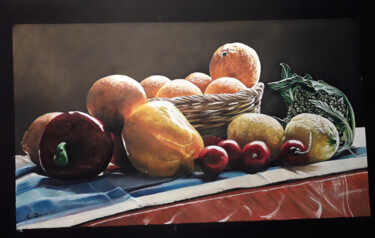 Painting titled "nature morte" by Catherine Digue - Turpin, Original Artwork, Gouache