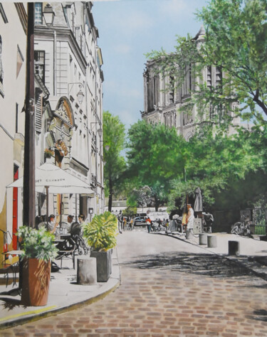 제목이 "rue saint Julien le…"인 미술작품 Catherine Digue - Turpin로, 원작, 구아슈