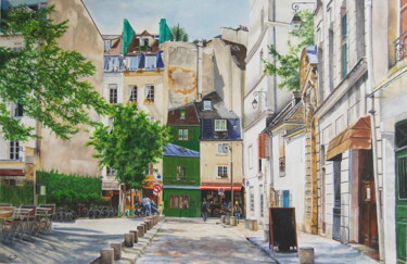 Peinture intitulée "rue st Julien le pa…" par Catherine Digue - Turpin, Œuvre d'art originale, Gouache