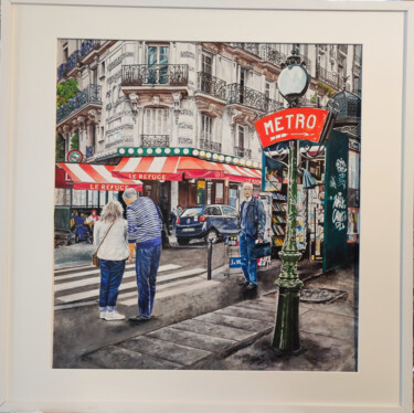 Painting titled "rue Lamarck   Paris…" by Catherine Digue - Turpin, Original Artwork, Gouache