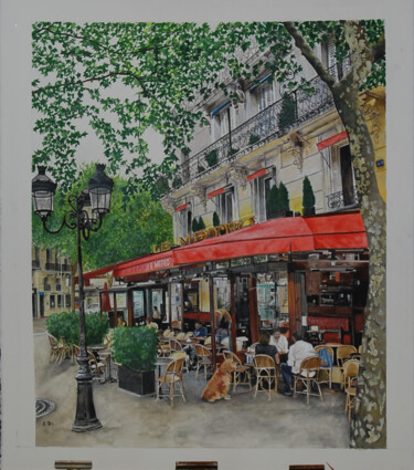 Картина под названием "le Métro" - Catherine Digue - Turpin, Подлинное произведение искусства, Гуашь