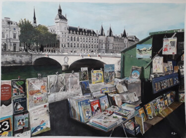 Картина под названием "vue du quai de Gesv…" - Catherine Digue - Turpin, Подлинное произведение искусства, Гуашь