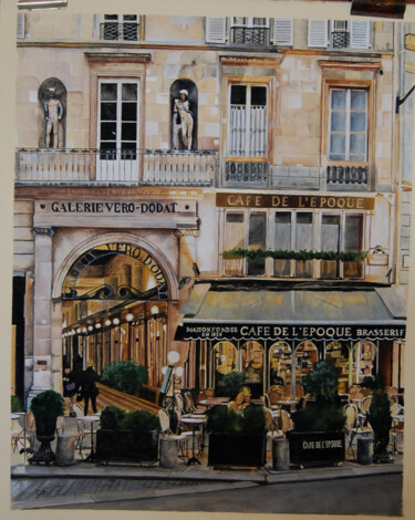 Pittura intitolato "café de l'époque" da Catherine Digue - Turpin, Opera d'arte originale, Gouache