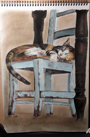 Painting titled "chuuuut il dort !" by Catherine Digue - Turpin, Original Artwork, Gouache