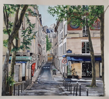 Painting titled "rue des grands degr…" by Catherine Digue - Turpin, Original Artwork, Gouache