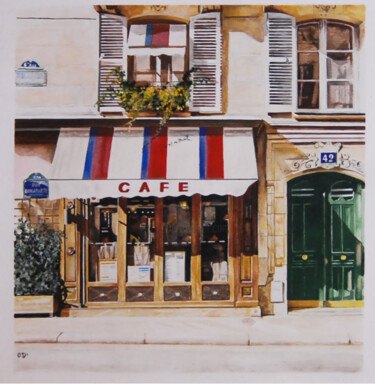 Painting titled "rue Bonaparte" by Catherine Digue - Turpin, Original Artwork, Gouache