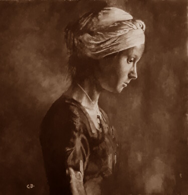 Картина под названием "la demoiselle de Ni…" - Catherine Digue - Turpin, Подлинное произведение искусства, Гуашь