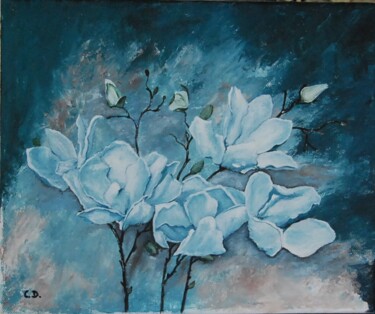 Painting titled "roses-de-noel-2.jpg" by Catherine Digue - Turpin, Original Artwork