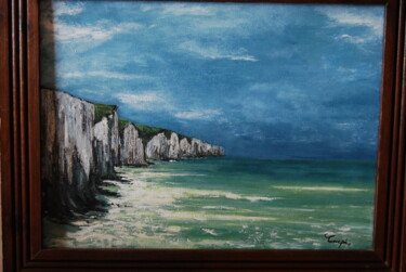 Peinture intitulée "falaises-etretat.jpg" par Catherine Digue - Turpin, Œuvre d'art originale