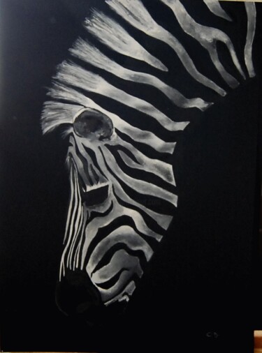 Painting titled "savane-noire-et-bla…" by Catherine Digue - Turpin, Original Artwork