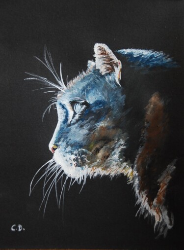 Painting titled "le-chat.jpg" by Catherine Digue - Turpin, Original Artwork
