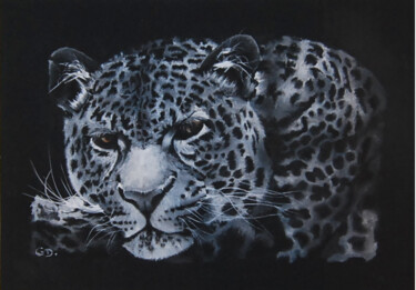 Peinture intitulée "leopard-pensif2.png" par Catherine Digue - Turpin, Œuvre d'art originale