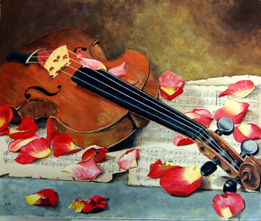 Painting titled "accords-pour-violon…" by Catherine Digue - Turpin, Original Artwork