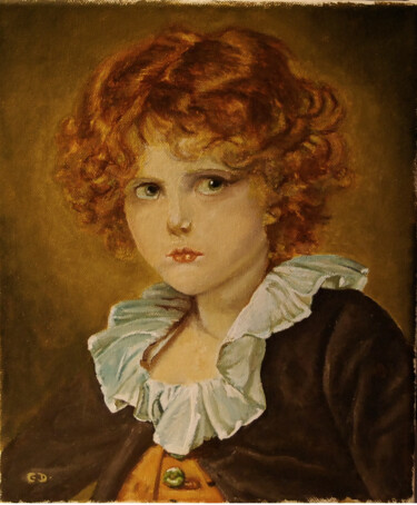 Peinture intitulée "garcon-au-gilet-rou…" par Catherine Digue - Turpin, Œuvre d'art originale