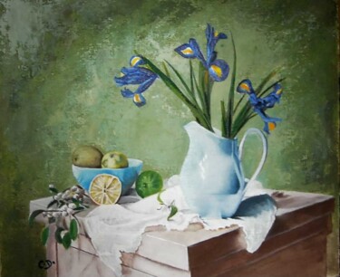 Painting titled "les-iris.jpg" by Catherine Digue - Turpin, Original Artwork, Gouache