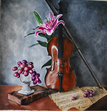 Peinture intitulée "le-lis-musical.png" par Catherine Digue - Turpin, Œuvre d'art originale, Gouache